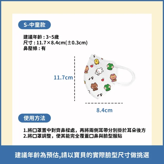【ataraxis 興安】兒童3D立體醫用口罩-LINE FRIENDS minini款4盒組(兒童口罩｜中童/大童｜30入/盒)