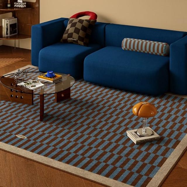 【匠俱】地毯  經典色塊印花 5MM厚度 120*160CM(書房防滑毯 床邊地毯  客廳茶几毯)