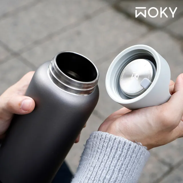 【WOKY 沃廚】Ti純鈦提手運動保溫瓶800ml(鈦杯/保溫杯/保溫瓶/運動水壺)