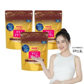 【Meiji 明治】明治膠原蛋白粉璀璨金版28日份袋裝196gx3(膠原蛋白/神經醯胺/Q10)