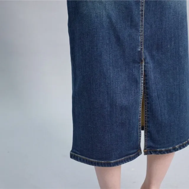 【SuperWands】細搖絨時尚丹寧裙