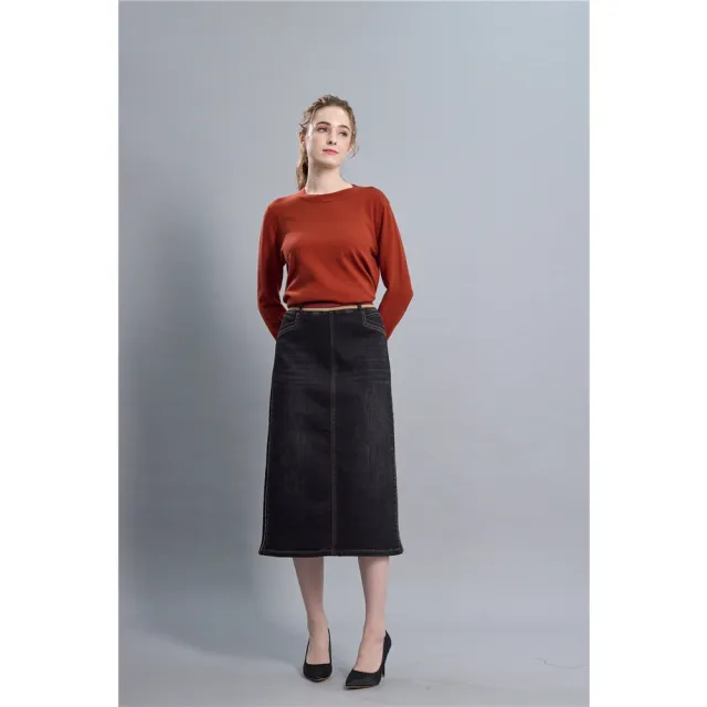 【SuperWands】細搖絨時尚丹寧裙