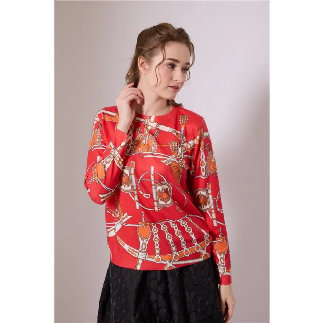 【SuperWands】圖騰羊絨圓領上衣