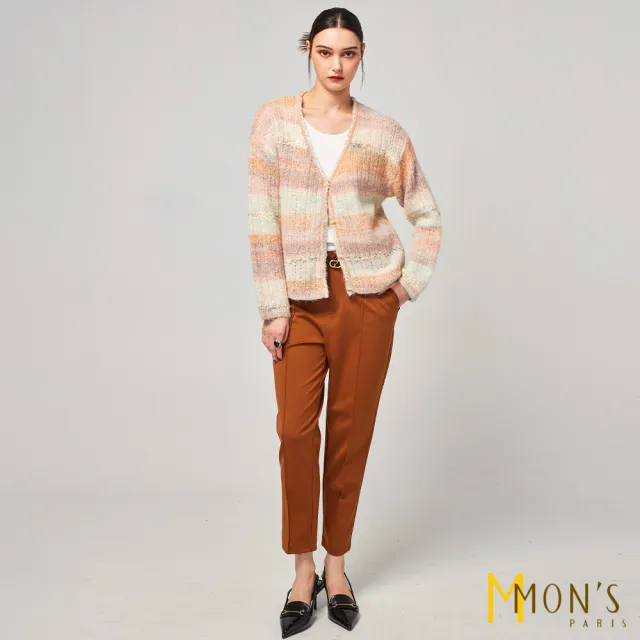 【MON’S】彩霞漸層小香風針織外套(直)