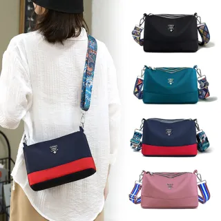【吉豐洋行】買一送一2入組 特色圖騰背帶多層分隔收納防潑水斜背包/側背包/單肩包組合(多種熱門配色組合)