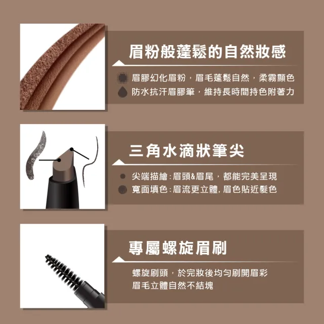 【MAYBELLINE 媚比琳】新一代宛若真眉柔霧塑型眉膠筆0.2g/零失手3D持色染眉膏(任選)
