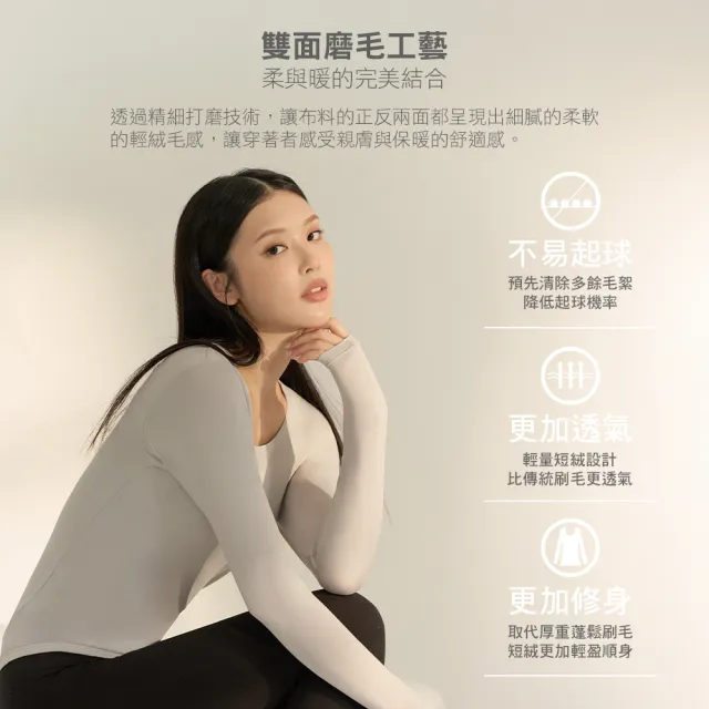 【MarCella 瑪榭】3件組-男/女款輕量磨毛內搭保暖衣-立領圓領大U領(發熱衣/女內著/內搭衣/保暖褲)