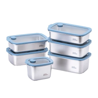 【CookPower 鍋寶】匠造2代鮮盾pro可微波不鏽鋼保鮮盒暢銷6件組(上蓋可微波)