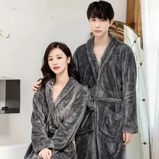 【TLYS-J】秋冬季睡袍法蘭絨睡袍 吸水速乾 保暖睡衣 情侶浴袍 束帶睡衣 浴巾 家居服 睡裙