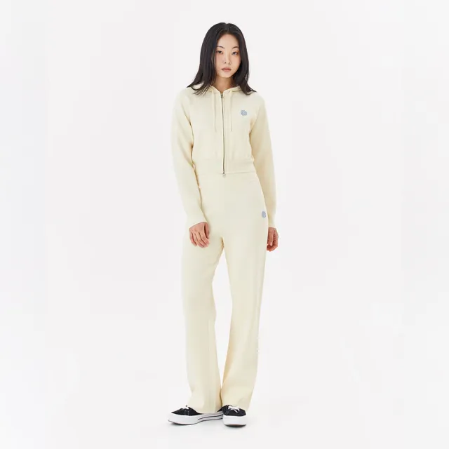 【Mark Gonzales】女裝 CLUV 布章連帽拉鍊針織外套-燕麥色