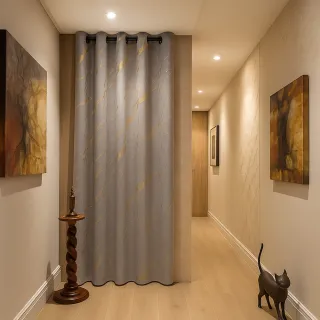 【PLUSIEURS】大理石燙金遮光窗簾 隔間 擋冷氣(單件穿環 寬130*高210公分)