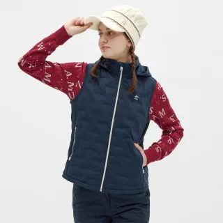 【Munsingwear】企鵝牌 女款藏青色防潑水防風彈性保暖背心 MLWJ6523