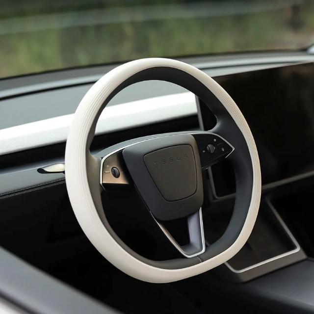 特斯拉 煥新版Model 3／煥新版Model Y 矽膠方向盤套 防汗防滑四季通用(方向盤套)