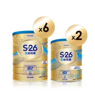 【惠氏 S-26】官方直營 金幼兒樂S-HMO(400gx2罐+1600gx6罐)