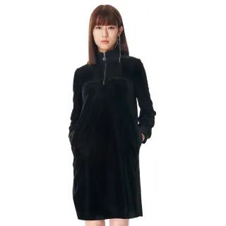 【KeyWear 奇威名品】羅紋高領長袖直筒洋裝