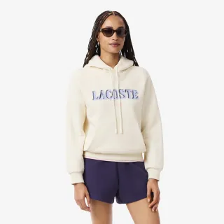 【LACOSTE】女裝-抓絨Logo連帽衫(白色)