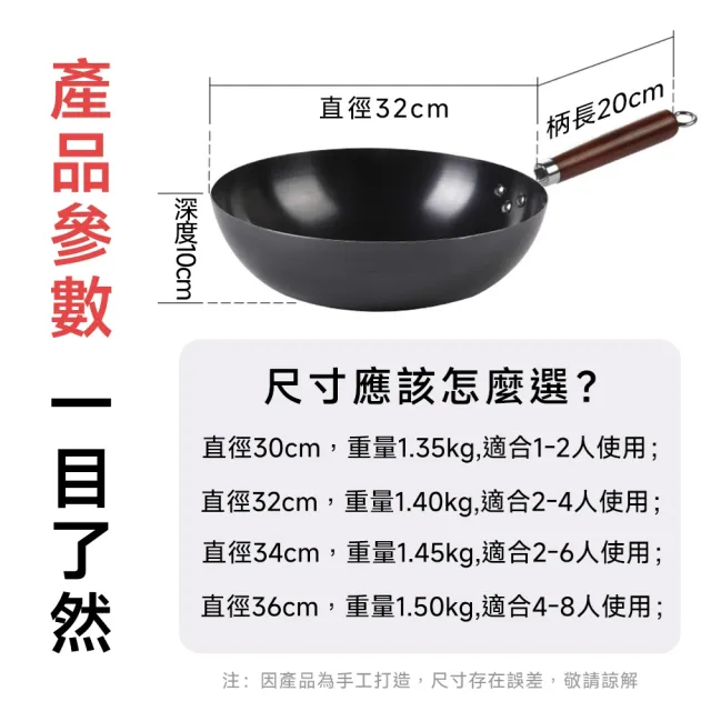 【顧家家居】鐵鍋 炒菜鍋 老式炒鍋 無塗層不粘鍋 深炒鍋純手工鍛打鐵鍋(免開鍋/女生輕鬆顛鍋)