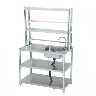 【FENG】加厚不鏽鋼水槽台面一體式(寬50長80高80cm/附水槽和冷水龍頭)