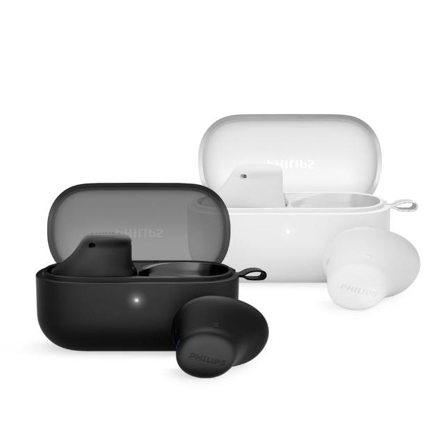 PHILIPS 飛利浦 TAT2149 藍芽耳機，入耳式設計適合運動，具防潑水功能，內建麥克風支援通話，TYPE-C 充電相容通用系統，重量僅 68g，輕便舒適。黑色系與白色系選擇，中國製造，一年保固，BSMI R33037 認證，完美適合日常與戶外使用。