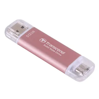 【Transcend 創見】ESD310P 512GB USB3.2 雙介面SSD固態行動碟-櫻花粉(TS512GESD310P)