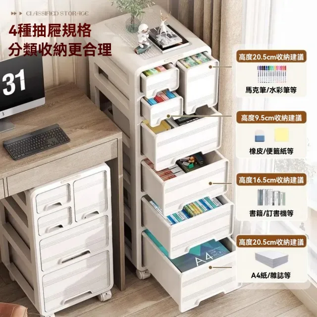 【諾必行】桌下收納櫃 文件整理櫃 臥室收納箱 抽屜箱(51cm高 移動收納櫃 收納箱)