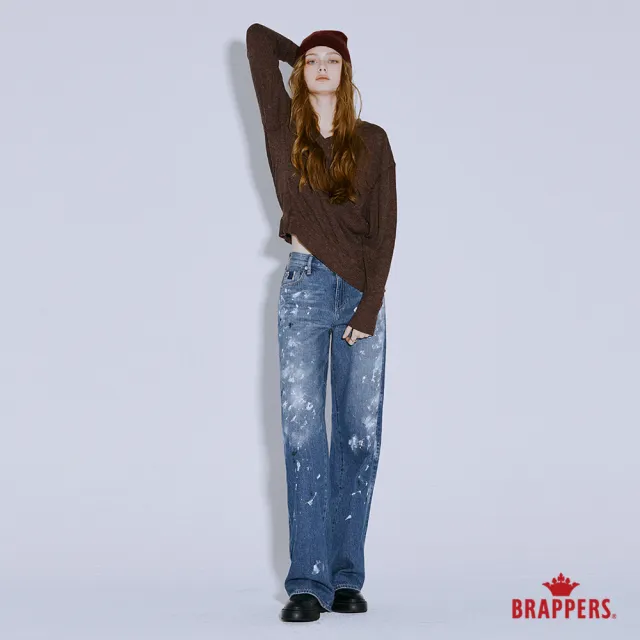 【BRAPPERS】女款 經典V領拼接上衣(咖啡)