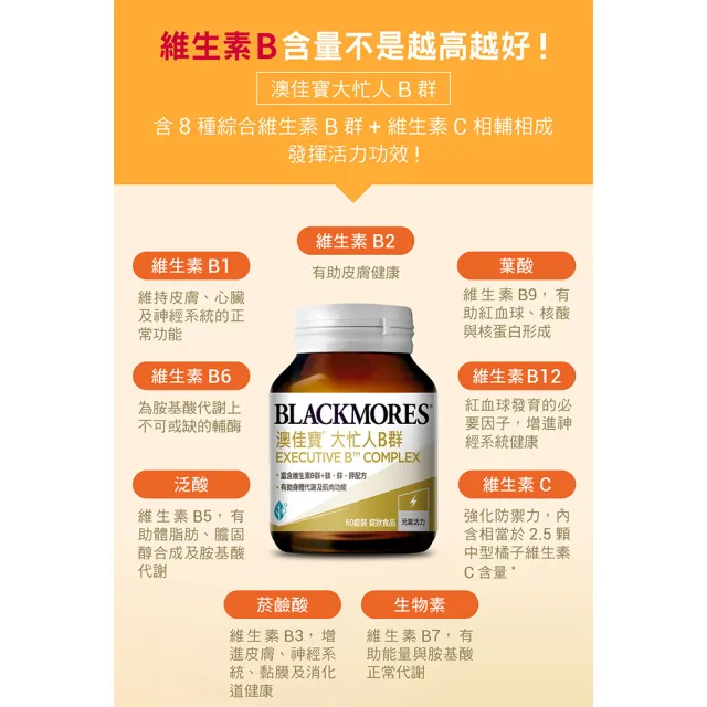 【BLACKMORES 澳佳寶】大忙人B群 2入組(共120錠 維生素B 維生素C 添加鎂鋅鉀)