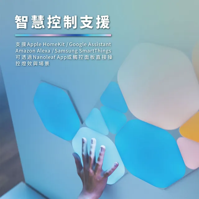 【Nanoleaf】Shapes 造型組合-智能六角燈9片組+3片擴充組(RGB LED 觸控 音樂 氣氛燈 LED燈 像素燈)