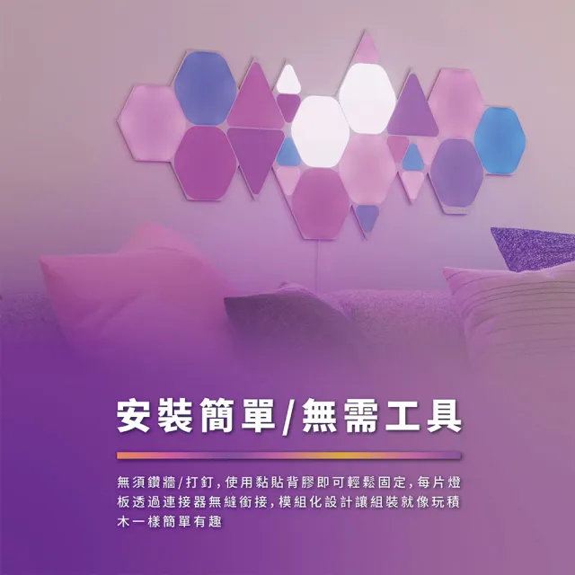 【nanoleaf】Shapes智能三角燈9片組(RGB LED 觸控 音樂 氣氛燈 LED燈 像素燈 壁燈 積木 堆疊 組合 玩具)