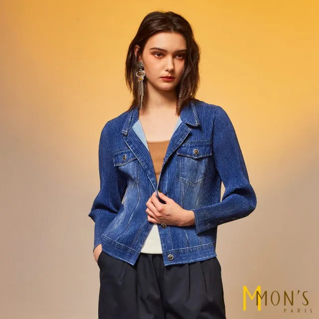 【MON’S】復古立領刷色摺衣外套(2色任選)
