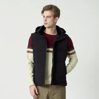 【pierre cardin 皮爾卡登】休閒服飾 男款 80%含絨商務質感連帽可拆保暖羽絨背心-黑色(5255371-99)