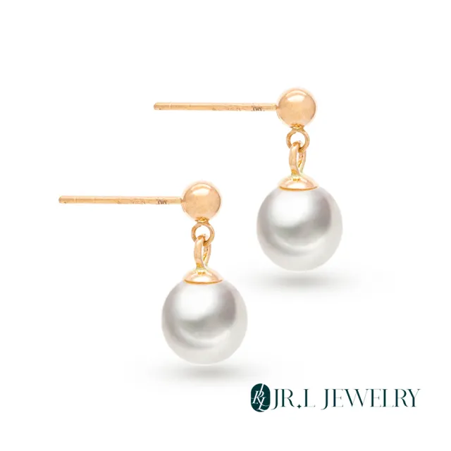 【JR.L金瑞利珠寶】雙12 天然珍珠 蜜糖18K金珍珠耳環(6-6.5MM)