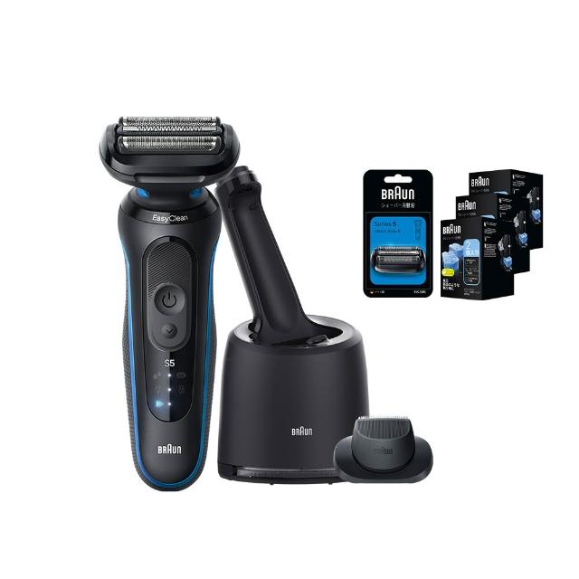 【BRAUN 百靈】智能變速 5系PRO免拆快洗電動刮鬍刀/電鬍刀 52-B7200cc(附專屬刀頭+半年份清潔液)