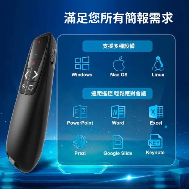 【JINPEI 錦沛】專業雷射簡報筆 簡報遙控器 雷射筆 Type-C & USB-A 雙頭(JL-01B)