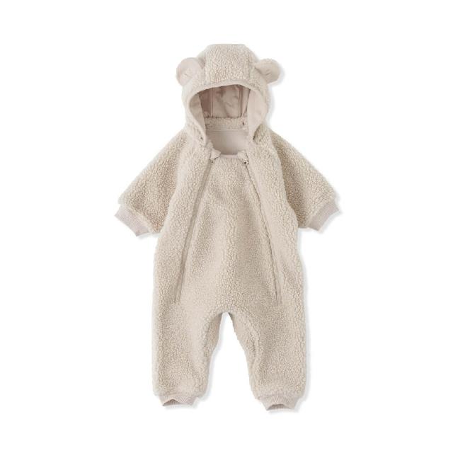 【MUJI 無印良品】新生兒絨毛刷毛連身衣(米黃)