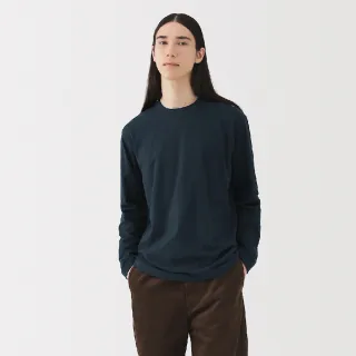 【MUJI 無印良品】男起毛圓領長袖T恤(白色/墨灰/黑色/深綠/深藍/摩卡棕)