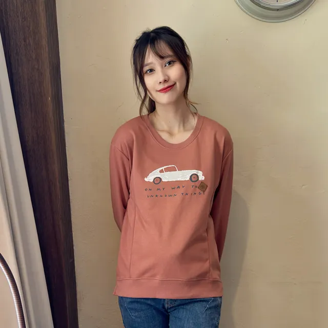 【Hana Mokuba】花木馬日系女裝手繪風印花休閒開岔上衣(T恤)