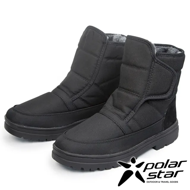 【PolarStar 桃源戶外】男女款保暖雪鞋『黑』P23628 P23627 P23626(防滑鞋底.雪地.賞雪.防雪.出國)