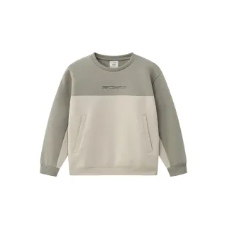 【GIORDANO 佐丹奴】童裝拼色空氣棉長袖上衣(80 奶荊草綠X米陶卡其)