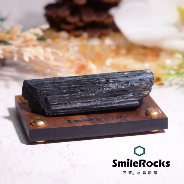【SmileRocks 石麥】石麥水晶原礦 黑碧璽水晶原礦 No.100171103(SmilePad 6X9底板)
