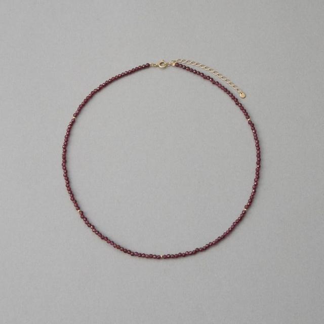 【ete】〔Garnet〕K10YG 石榴石頸圈項鍊(金色)
