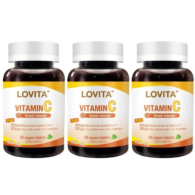 【LOVITA 愛維他】長效緩釋型維生素C 1000mg  3入組(共180顆)