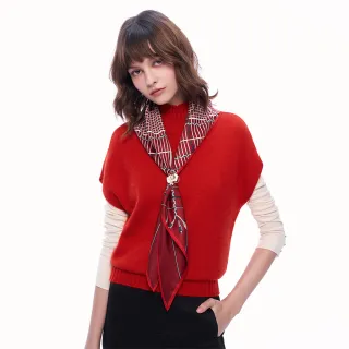 【MOMA】明燿兔絨羊毛立領針織小蓋袖上衣(紅色)