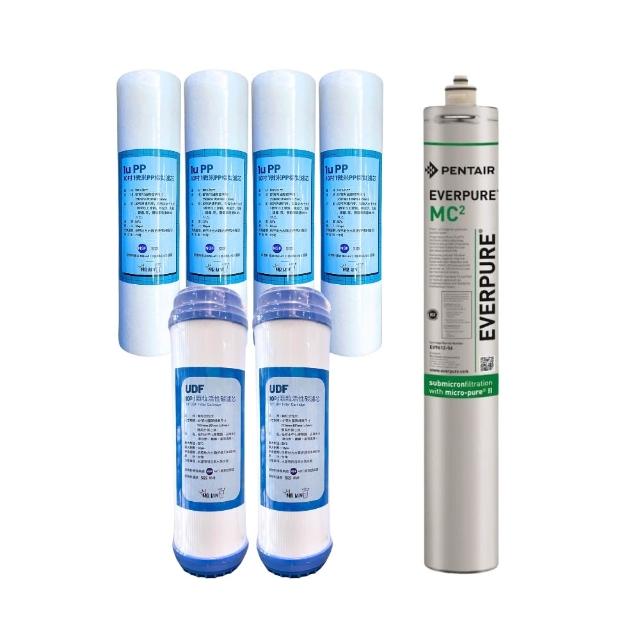 【PENTAIR濱特爾】EVERPURE MC2美國原廠進口 平行輸入 3道式一年份濾心(MC2+5微米PP 4支+UDF 2支)