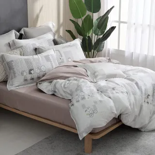 【HOYACASA  禾雅寢具】史努比聯名系列-60支抗菌天絲兩用被床包組(城市漫遊-雙人)