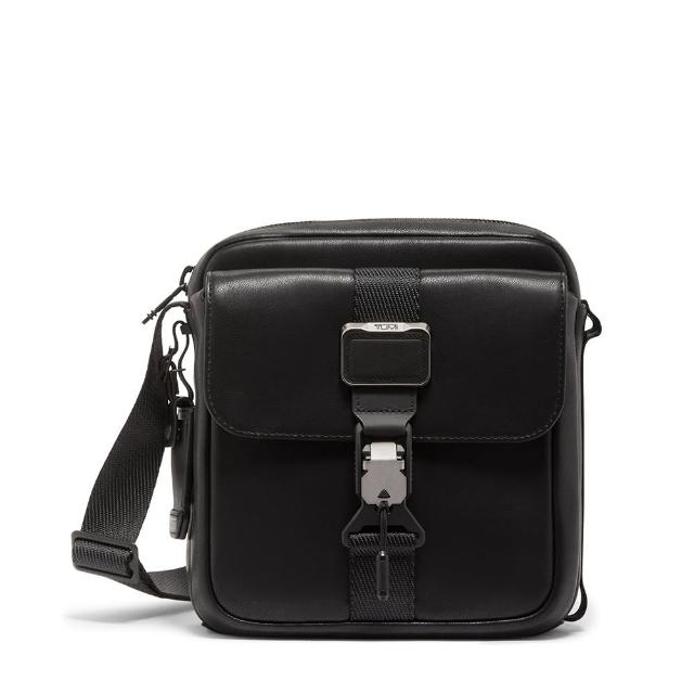 【TUMI】Alpha Bravo Junior 皮革輕旅行斜背包 - 黑色(TUMI 官方旗艦店)