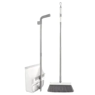 【Maryya 美麗雅】大容量 可視窗 直立可折疊掃把畚斗組(不揚塵掃把畚箕組 加長尺梳毛髮立淨)