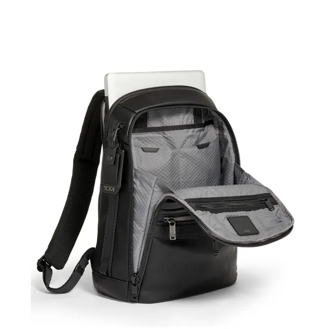 【TUMI】Alpha Bravo Dynamic 皮革商務休閒背包 - 黑色(TUMI 官方旗艦店)