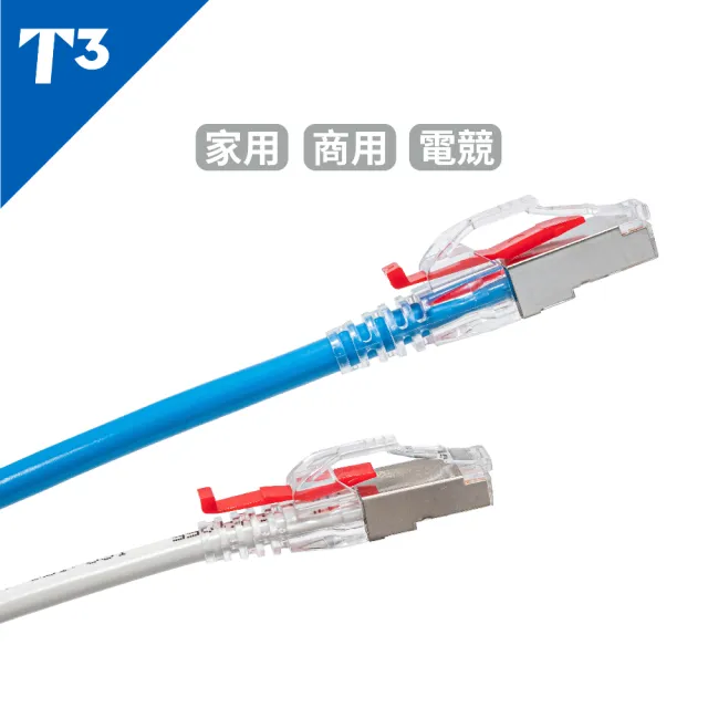 (美國T3) 網路線 30cm 防插拔  28AWG 極細超高速 CAT6 F/UTP(網路跳線 CAT6 FUTP)