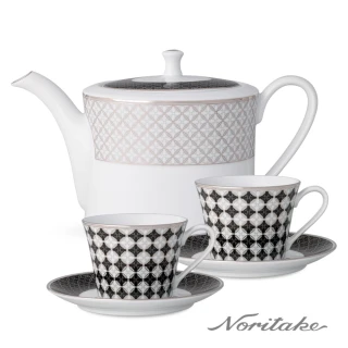 【NORITAKE】歐式輕奢-下午茶杯碟5件組(咖啡對杯+茶壺 禮盒組)